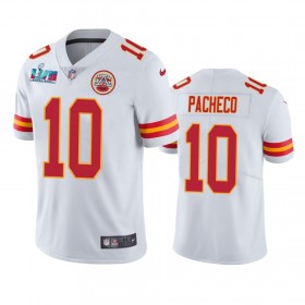 Camiseta Hombre NFL Kansas City Chiefs Isaih Pacheco 10 Blanco Super Bowl LVII Vapor Limited